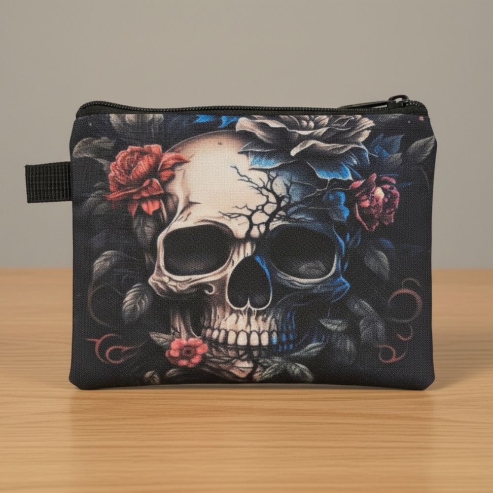 NWT Floral Skull Mini Cosmetic Bag / Coin Purse  (0051)